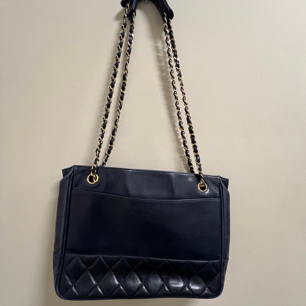 Chanel Tote By Karl Lagerfeld
Vintage, Blue Lambskin, Gold-Tone Hardware